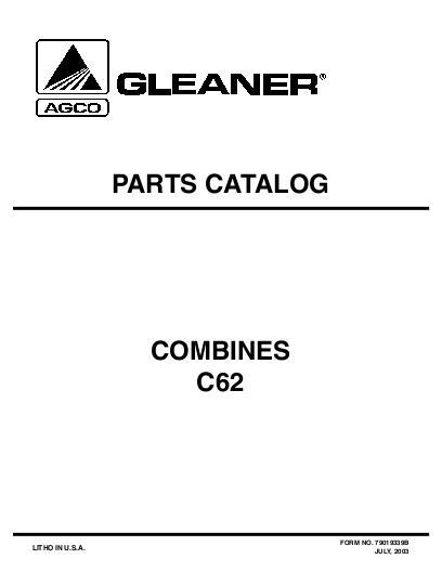 AGCO C62 Combine Parts Book 79019339B English