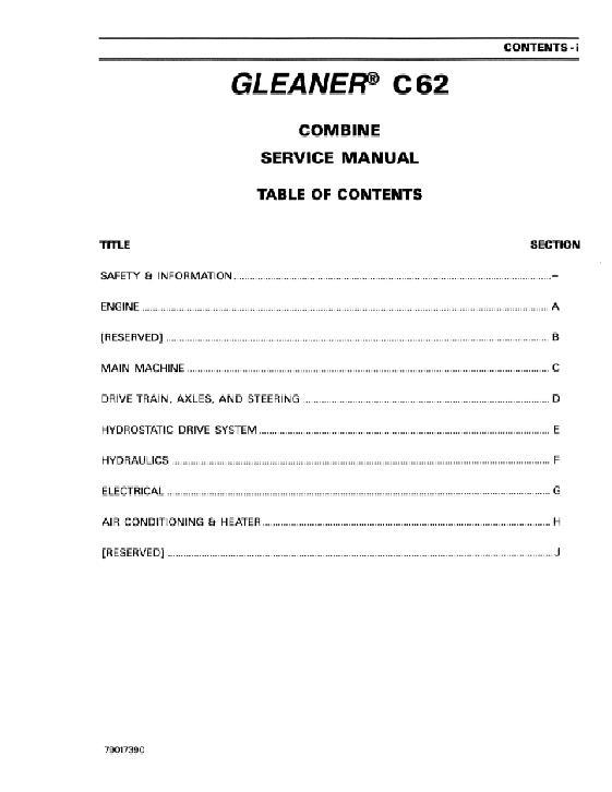 AGCO C62 Combine (packet) Service Manual 79017390 English