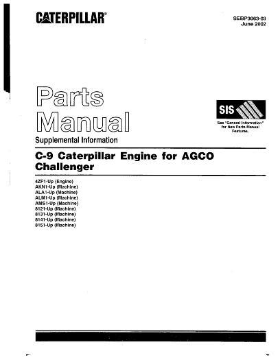 AGCO C9 Caterpillar Engine (tractor supplement) Parts Book SEBP3063 English