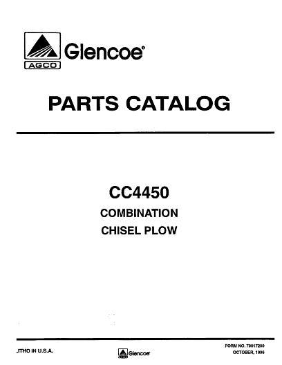 AGCO CC4450 Chisel Plow (combination, 1996) Parts Book 79017200 English