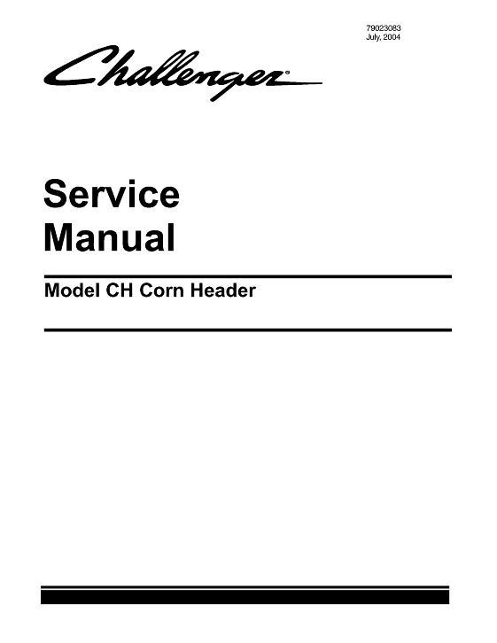 AGCO CH Series Corn Head (eff sn HM27500-HR27999) Service Manual 79023083 English