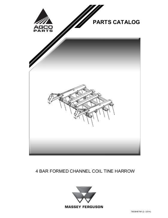AGCO Coil Tine Harrow Attachment (4-bar, formed channel) Parts Book 79036497M1 English