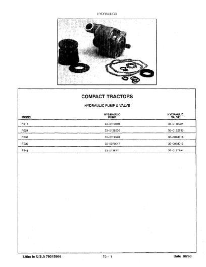 AGCO Compact Tractor (hyd. pump & valve, 1993) Parts Book 79015864 English