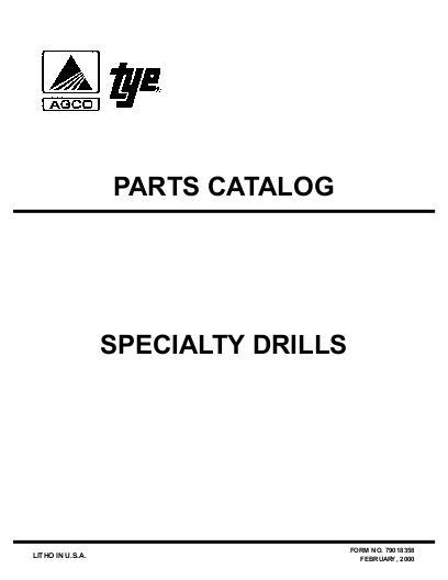 AGCO Cover Cropper Estate Planter Landscape Seeder (1998) Parts Book 79018358 English