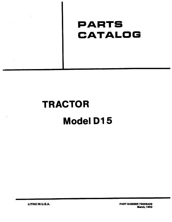 AGCO D15 D15 Series 2 Tractor (gas & diesel) Parts Book 79008409 English