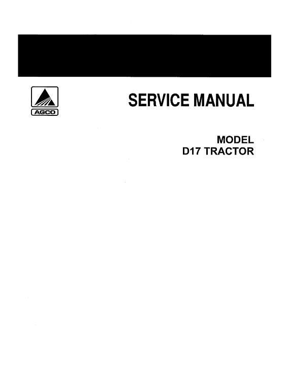 AGCO D17 Tractor (all) Service Manual 79003408 English