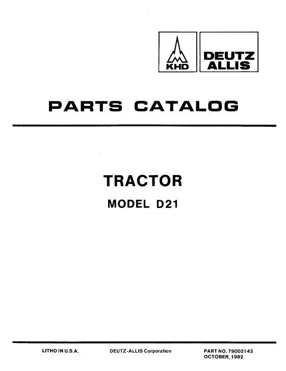 AGCO D21 Tractor (incl Series 2) Parts Book 79003143 English