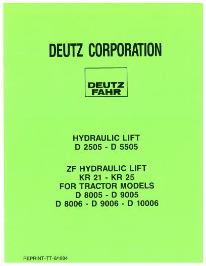 AGCO D2505 - D5505 ZF Hydraulic Lift (KR21-KR25) Service Manual 2995194 English