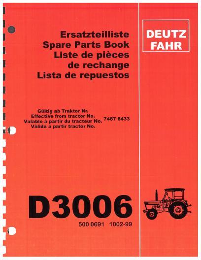 AGCO D3006 Tractor Parts Book 5000691 Multiple