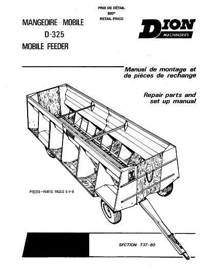 AGCO D325 Mobile Feeder Parts Book T3780 Multiple