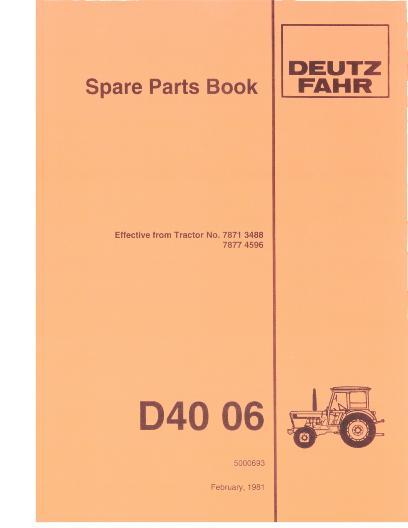 AGCO D4006 Tractor Parts Book 5000693 Multiple