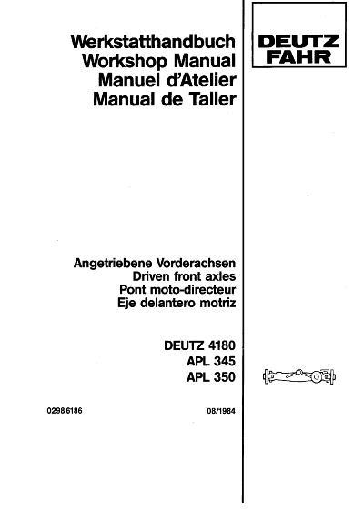 AGCO D4180 APL 345 APL 350 Front Drive Axle (AWD) Service Manual 2986186 English
