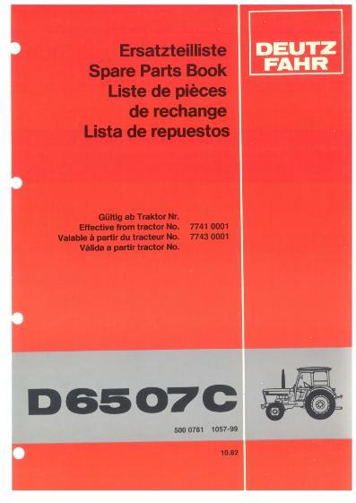 AGCO D6507C Tractor Parts Book 5000781 Multiple