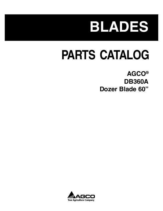 AGCO DB360A Dozer Blade (60 inch) Parts Book 4263956M1 English