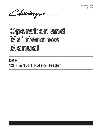 AGCO DKH Rotary Header Operator Manual 700720776A English 1 AGCO DKH Rotary Header Operator Manual 700720776A English