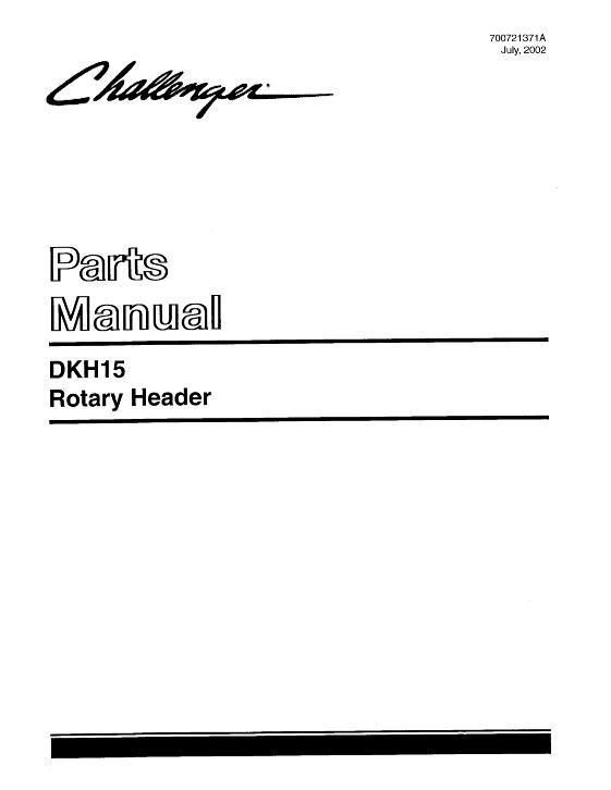 AGCO DKH Rotary Header Parts Book 700721371A English
