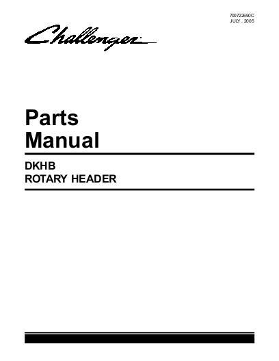 AGCO DKHB Rotary Header (w roll conditioner) Parts Book 700722690C English
