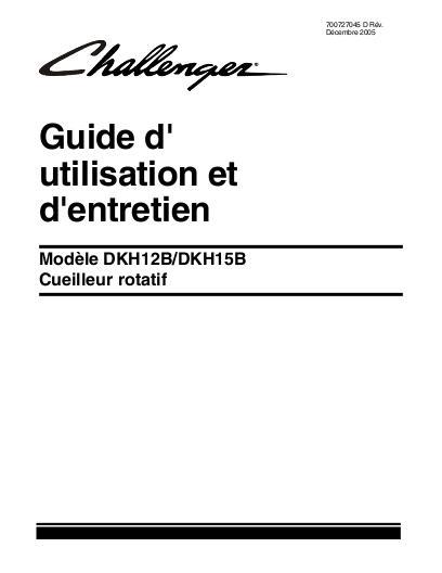 AGCO DKHB Series Rotary Header Operator Manual 700727045D French 1 AGCO DKHB Series Rotary Header Operator Manual 700727045D French