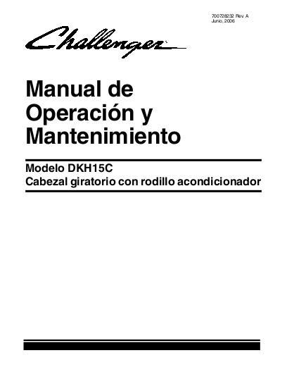 AGCO DKHC Series Rotary Header (w roll conditioner) Operator Manual 700728232A Spanish