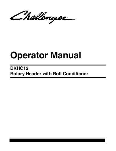 AGCO DKHC12 Rotary Header (w roll conditioner, spring tensioner) Operator Manual 700729321A English