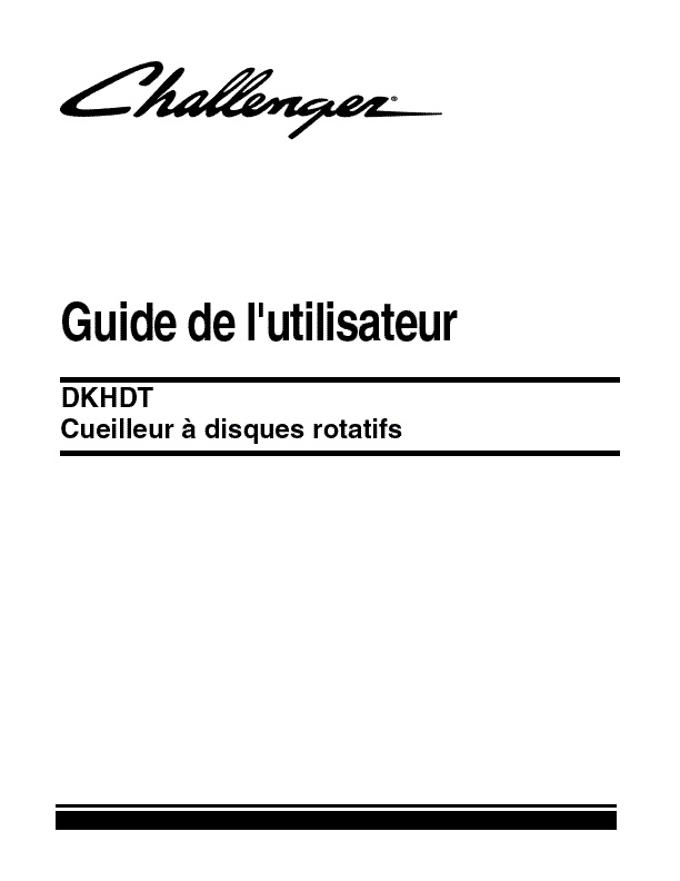 AGCO DKHDT Rotary Header (w double conditioner) Operator Manual 700731114C French