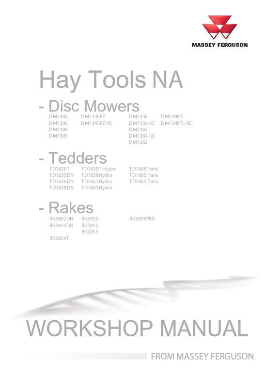 AGCO DM Series Disc Mowers TD Series Tedders RK Series Rakes Service Manual FEL190276 English