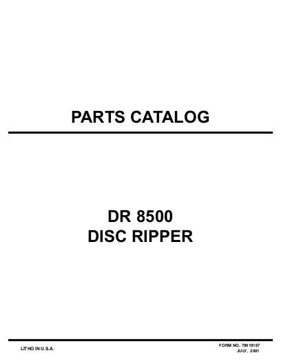 AGCO DR8500 Disc Ripper Parts Book 79019167 English