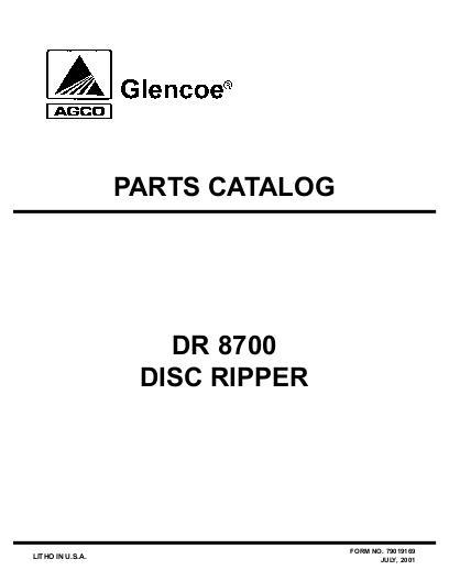 AGCO DR8700 Disc Ripper Parts Book 79019169 English