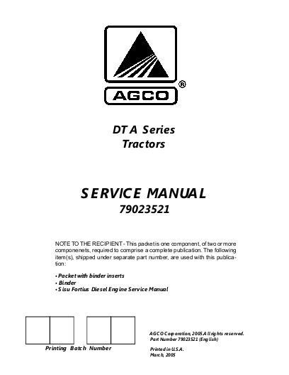 AGCO DT180A DT195A DT200A DT220A DT240A (PowerMaxx CVT) (packet) Service Manual 79023521 English