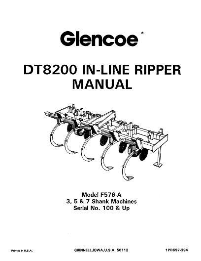 AGCO DT8200 In-Line Ripper (F576-A, 3-7 shank, eff sn 100) Operator Manual 1PD697394 English 1 AGCO DT8200 In-Line Ripper (F576-A, 3-7 shank, eff sn 100) Operator Manual 1PD697394 English