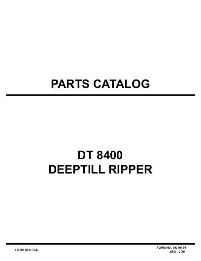 AGCO DT8400 Deeptill Ripper Parts Book 79019164 English