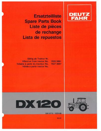 AGCO DX120 Tractor (76 Series) Parts Book 5000715 Multiple