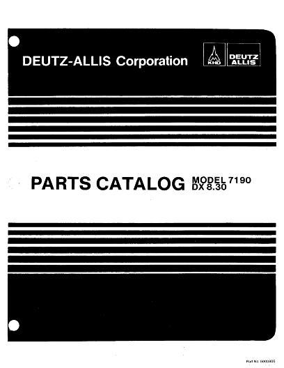 AGCO DX8.30 Tractor Parts Book 5000806 Multiple