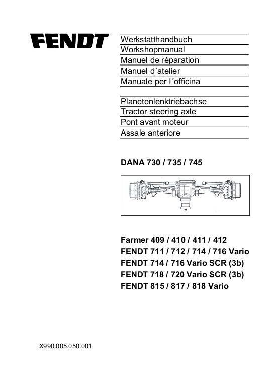 AGCO Dana 730 735 745 Front Axle (section) Service Manual 72615677 Multiple