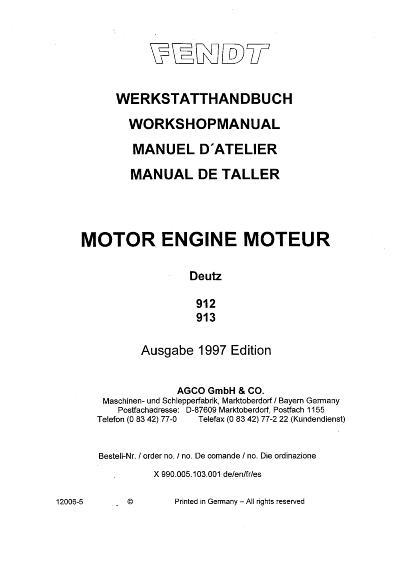 AGCO Deutz 912 913 Diesel Engine (section) Service Manual 72422879 Multiple