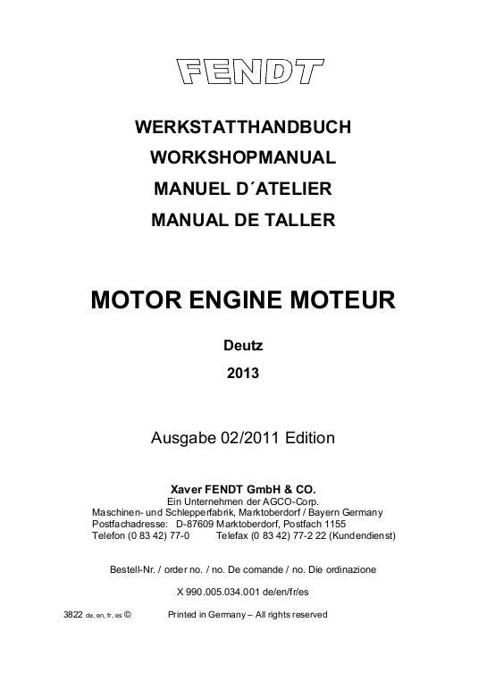 AGCO Deutz BFM Engine (2013) (section) Service Manual 72488615 Multiple