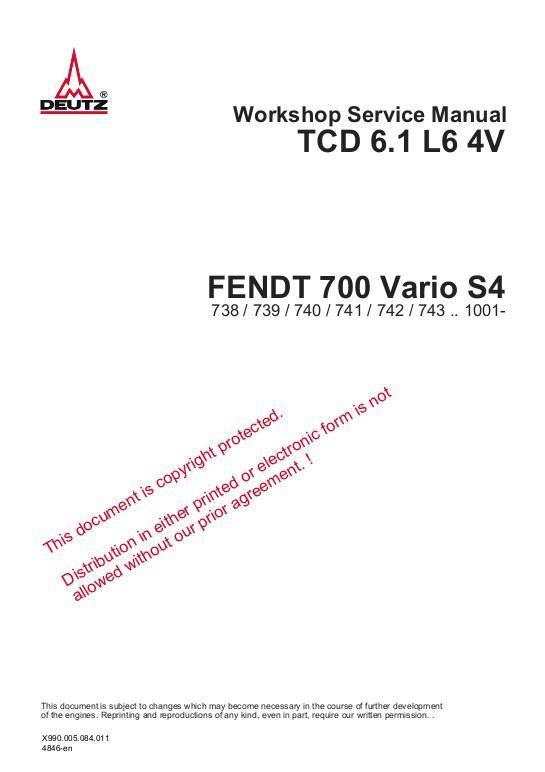 AGCO Deutz TCD 6.1 Diesel Engine (700 series, S4, tier 4) (section) Service Manual 72618982 English