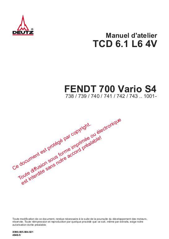 AGCO Deutz TCD 6.1 Diesel Engine (700 series, S4, tier 4) (section) Service Manual 72618983 French