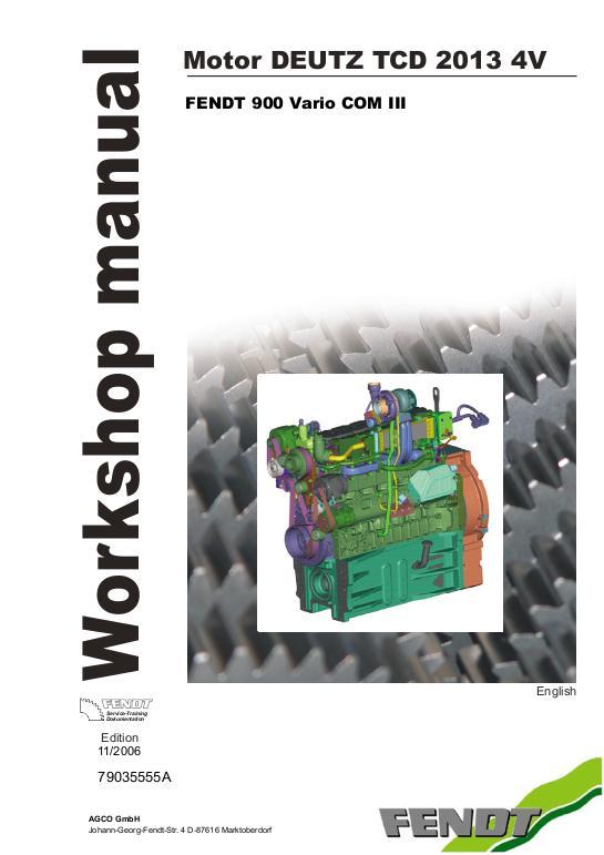AGCO Deutz TCD Diesel Engine (900 series, com 3) (section) Service Manual 79035555A English