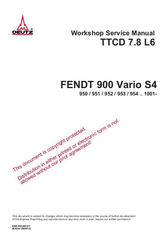AGCO Deutz TTCD 7.8 Diesel Engine (900 series, S4, tier 4) (section) Service Manual 72618988 English