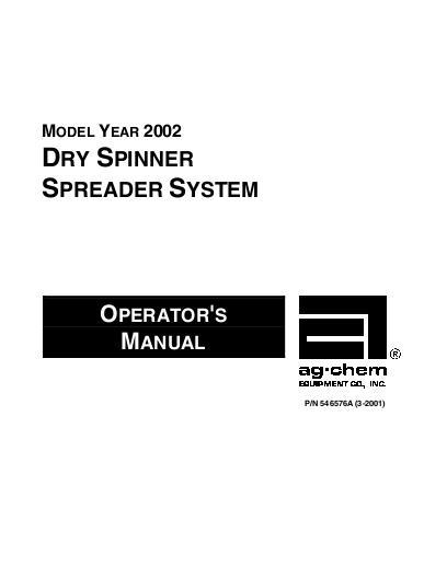 AGCO Dry Spinner Spreader TerraGator (system, 2002) Operator Manual AG546576 English