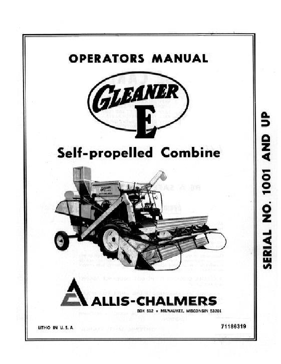AGCO E Combine (prior sn 25000) Operator Manual 71186319 English