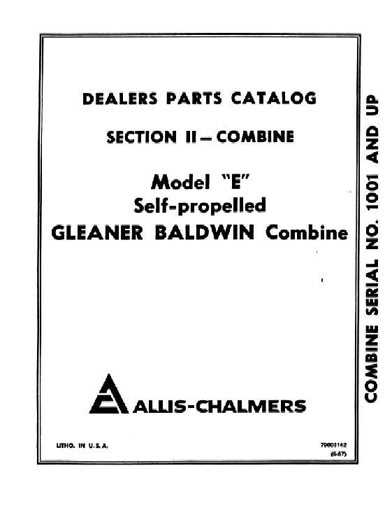 AGCO E Combine (prior sn 25000) Parts Book 79003142 English