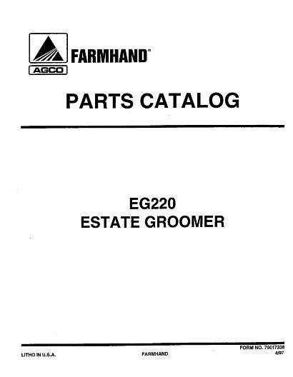 AGCO EG220 Estate Groomer Parts Book 79017338 English