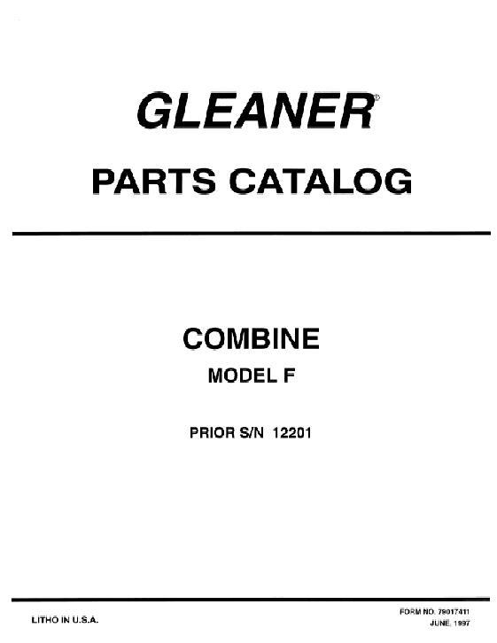 AGCO F Combine (prior sn 12201) Parts Book 79017411 English