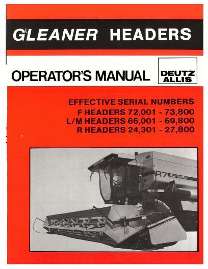 AGCO F L M R Grain Header (eff F 72001, L M 66001, R 24301) Operator Manual 71348544 English 1 AGCO F L M R Grain Header (eff F 72001, L M 66001, R 24301) Operator Manual 71348544 English