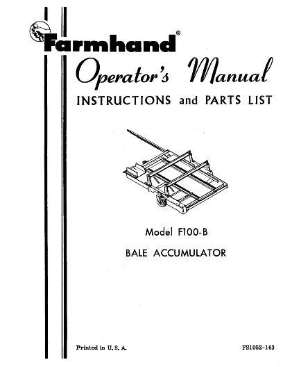 AGCO F100-B Bale Accumulator (1963) Operator Manual FS1052163 English 1 AGCO F100-B Bale Accumulator (1963) Operator Manual FS1052163 English