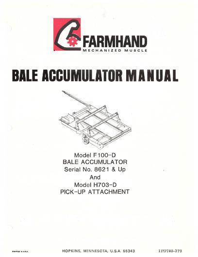 AGCO F100-D Bale Accumulator (eff 8621) H703-D Pickup Attach (1979) Operator Manual 1PD740379 English 1 AGCO F100-D Bale Accumulator (eff 8621) H703-D Pickup Attach (1979) Operator Manual 1PD740379 English