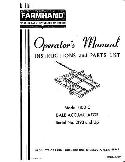 AGCO F100-D Bale Accumulator (eff sn 2193, 1967) Operator Manual 1PD740267 English 1 AGCO F100-D Bale Accumulator (eff sn 2193, 1967) Operator Manual 1PD740267 English