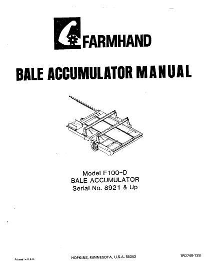 AGCO F100-D Bale Accumulator (eff sn 8921, 1981) Operator Manual 1PD7401281 English 1 AGCO F100-D Bale Accumulator (eff sn 8921, 1981) Operator Manual 1PD7401281 English
